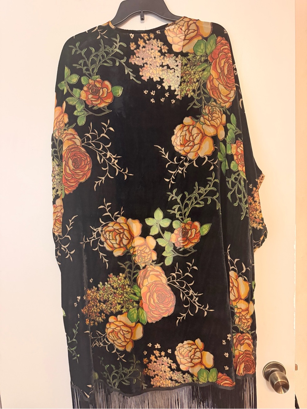Daniel Rainn Boho Chic Black Floral Fringe Kimono Style Tunic Plus Size 2X - Picture 2 of 5